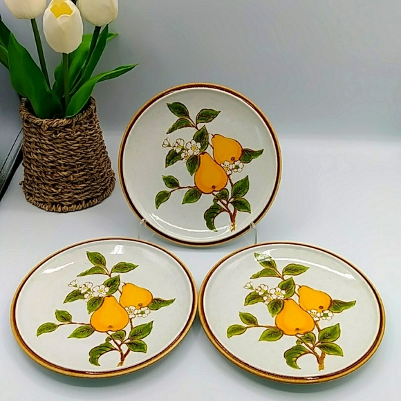 Mikasa Other - 🐡HP! 3 Mikasa Natural Beauty Salad Plates with Pear design. C9001. Vintage